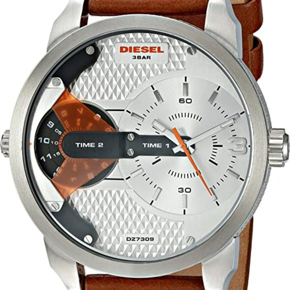 Diesel Mini Daddy Dual Time Black Dial Black Stainless Steel Strap Watch For Men - DZ7316